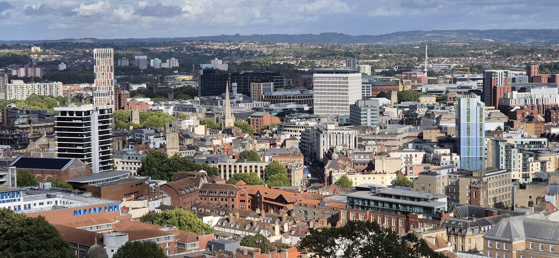 Bristol from Cabot Tower, the old city and Redcliffe below