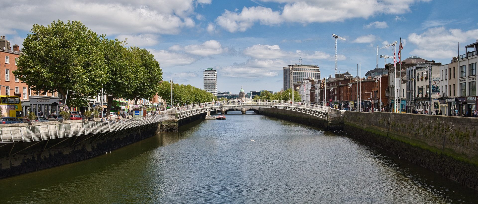 The Ha'penny Bridge over the Liffey in Dublin