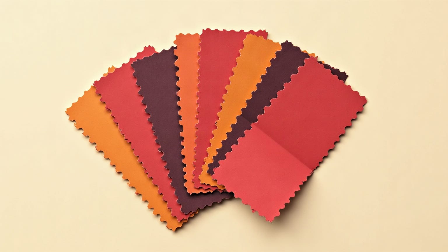 Cut-paper illustration: a fan of overlapping torn paper stubs with perforated edges.