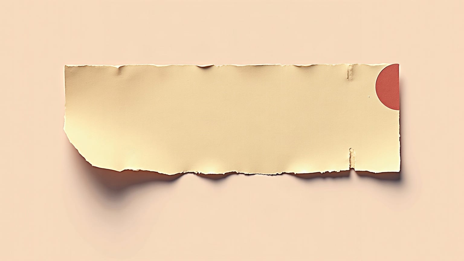 Cut-paper illustration: a single torn paper stub notched along one long edge.