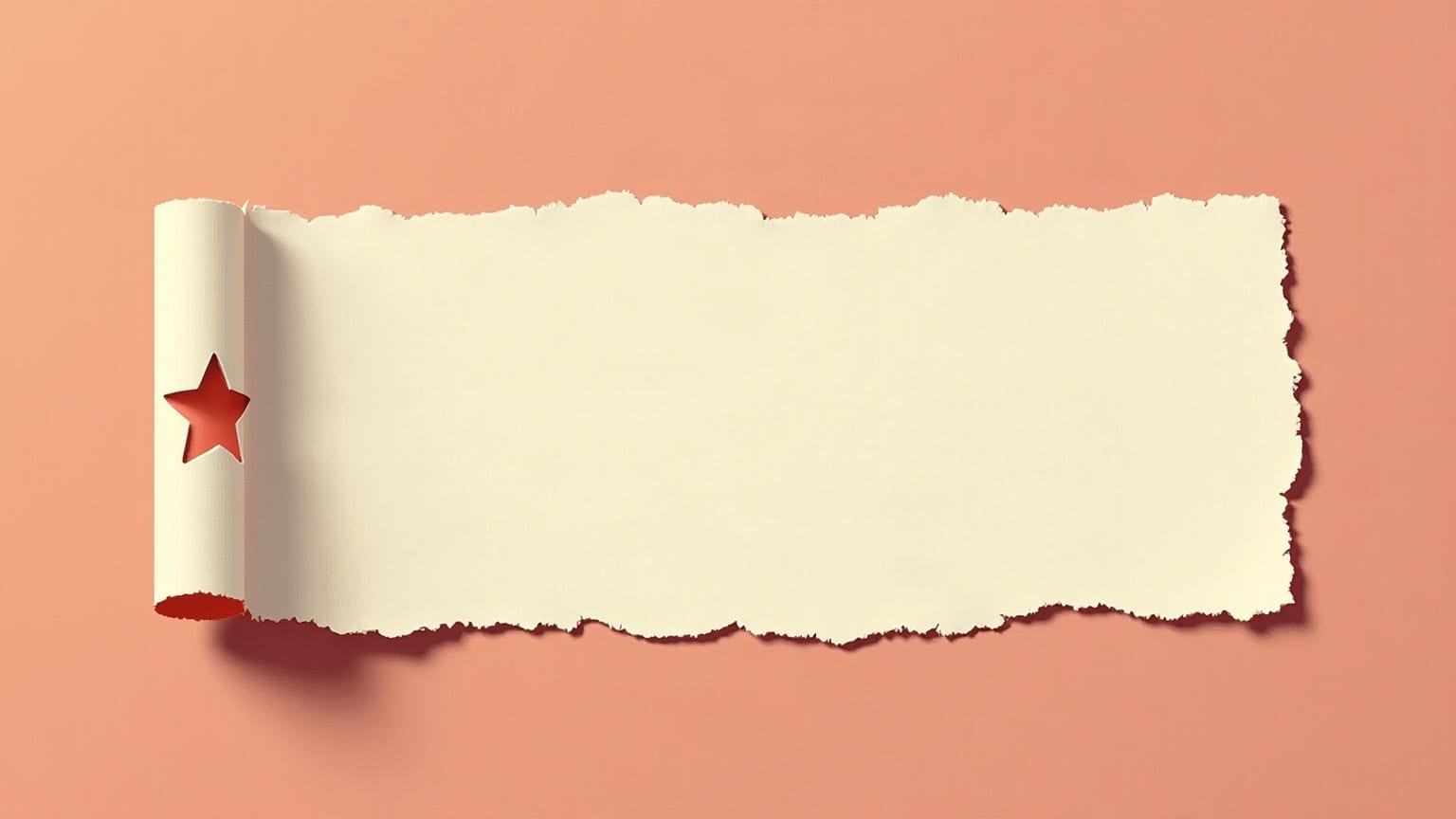 Cut-paper illustration: a single torn paper stub with a five-pointed star punched near one end.