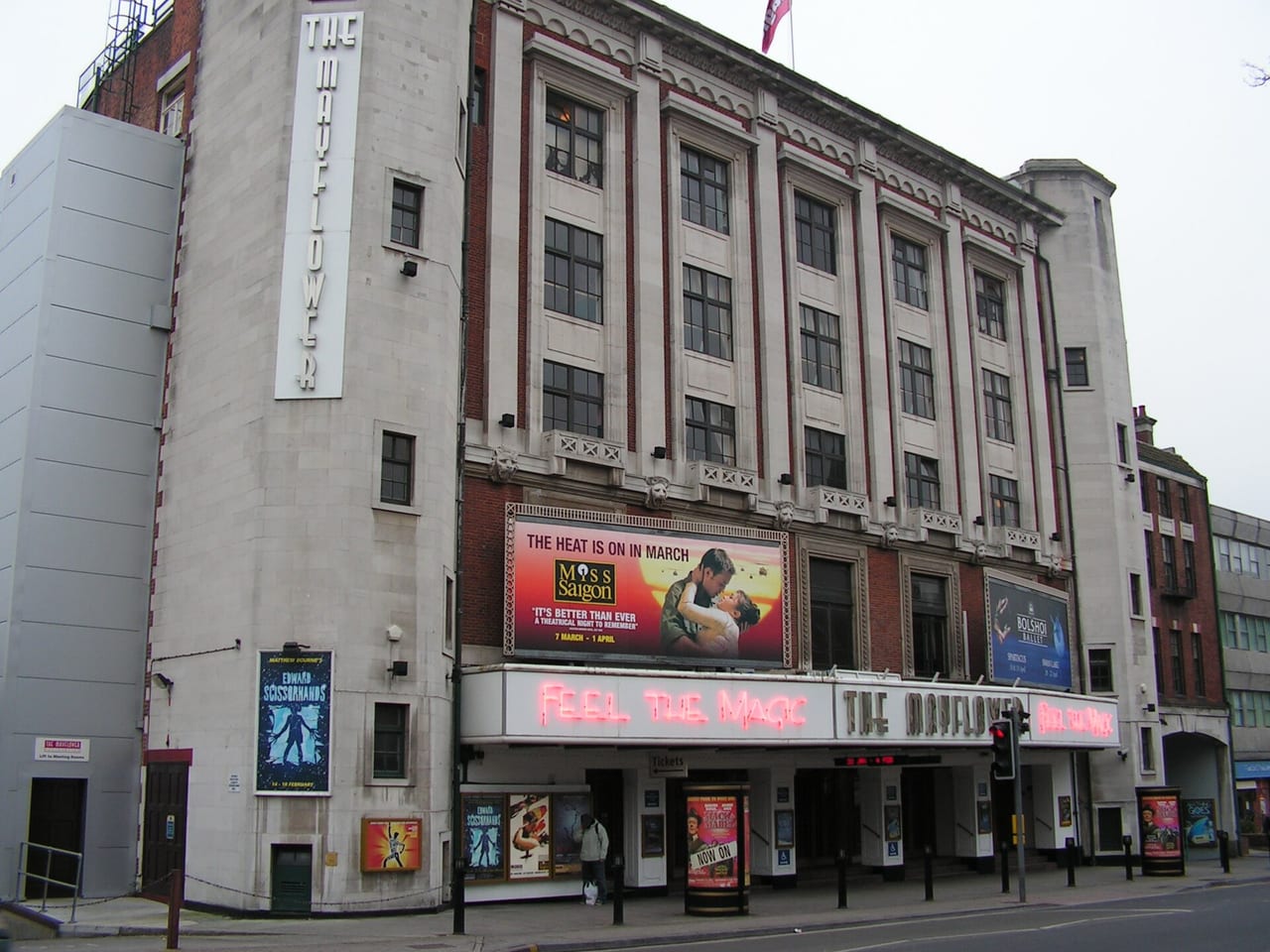 The Mayflower Theatre on Commercial Road, Southampton, its 1928 front above the marquee.